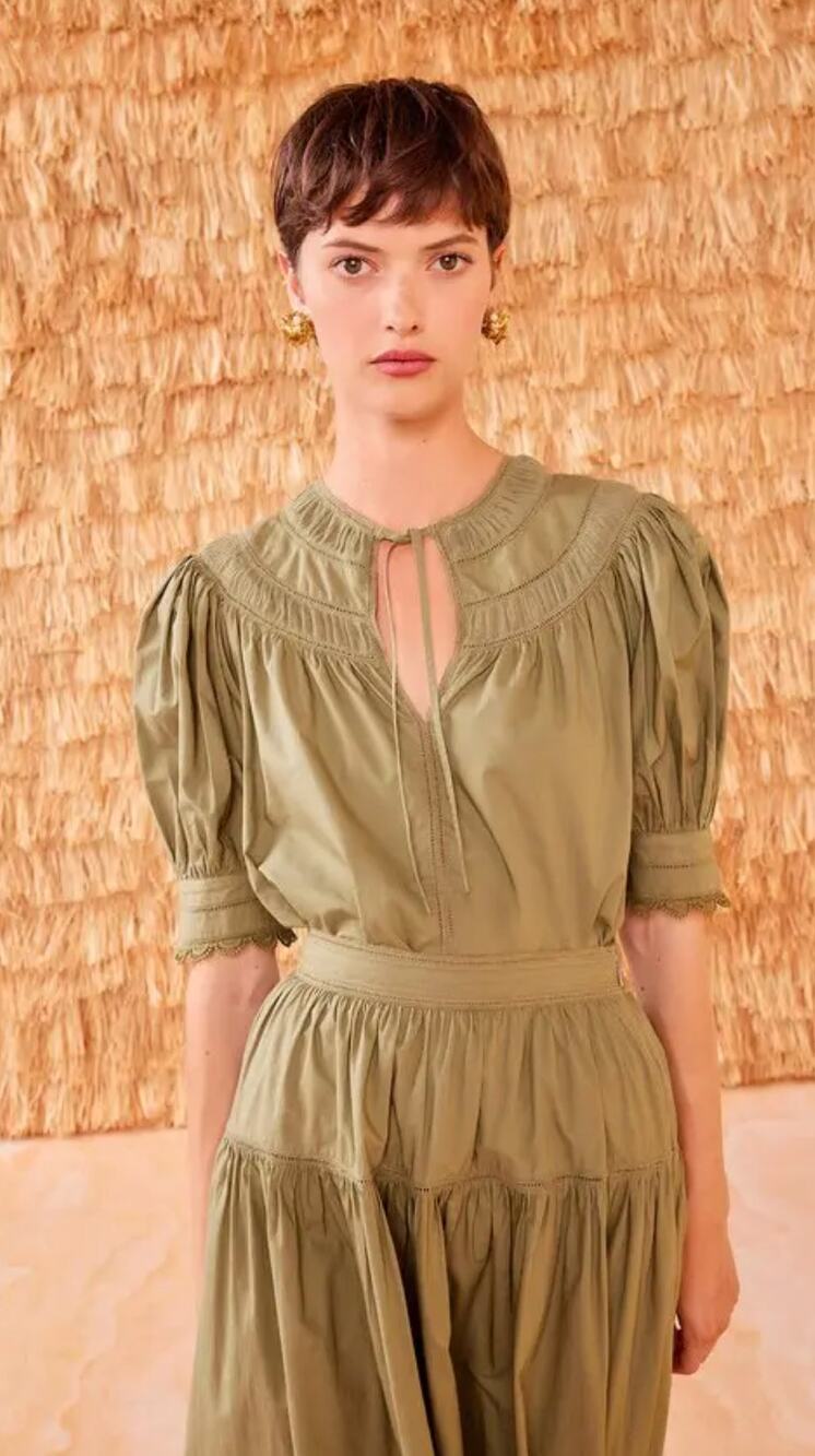 Ulla Johnson dylan short-sleeve top in Green Size 8